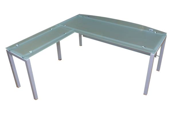 Vision Plus 1800 Executive Glass Desk w/Return - Frosted
