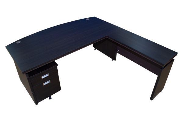 Echo 1800x1800 Exec Desk w/Pedestal - Bk/Walnut