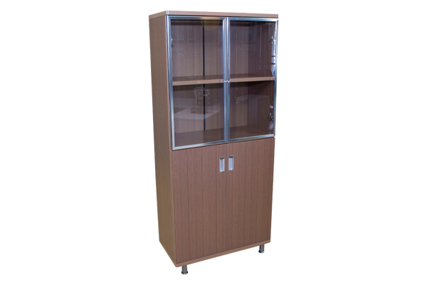 Echo 4-S Cabinet w/Glass & Solid Doors - Pine