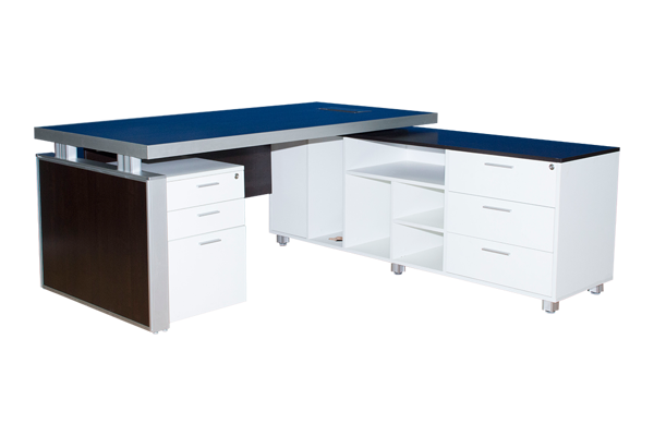 Infinity 1800 Desk + Side Cabinet & Ped. WW/BR