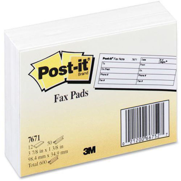 Post-It Fax Pads 3-1/8 x1-3/8 (12) #7671