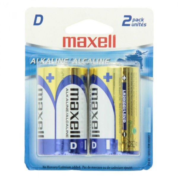 Maxell Alkaline D-Size Battery 2/PK.