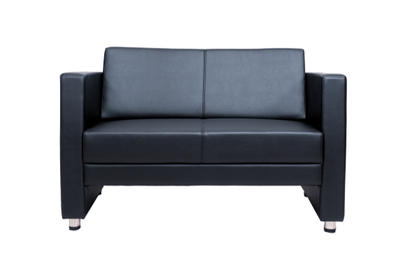 Image 2-Seater PU Sofa - Black