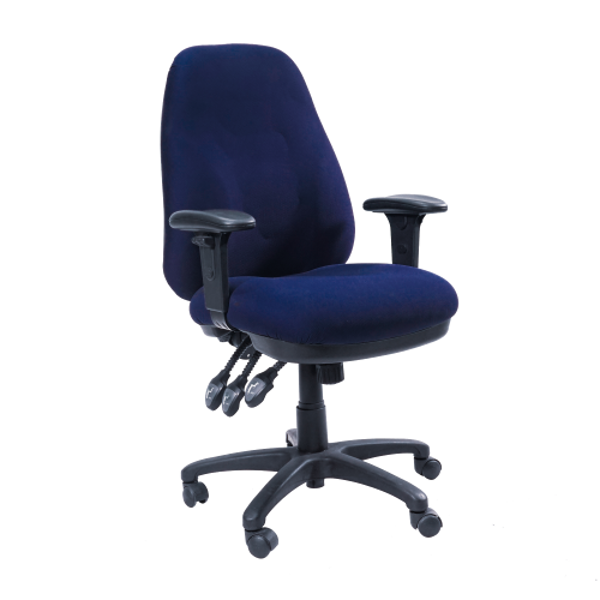 Image 3 Lever Heavy Duty Medium Back Chair w/Arm - Blue