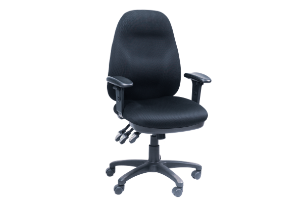 Image 3 Lever Heavy Duty Medium Back Chair w/Arms - Black