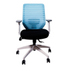 Anji High Back White Frame Mesh Chair w/arms- Blue