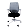 Anji High Back White Frame Mesh Chair w/arms- Grey