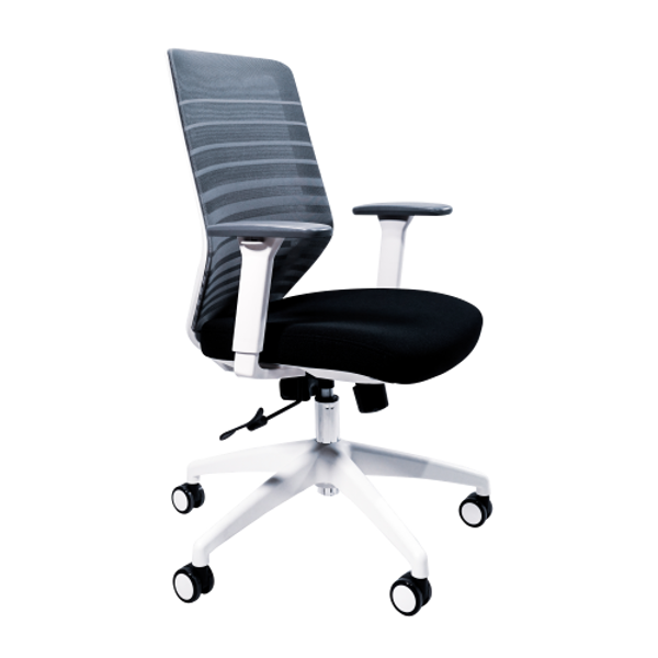 Anji High Back White Frame Mesh Chair w/arms- Grey