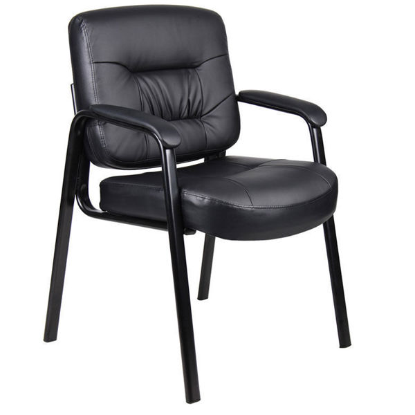 Boss Leather Plus Side Chair - Black - Stationery and Office Supplies ...