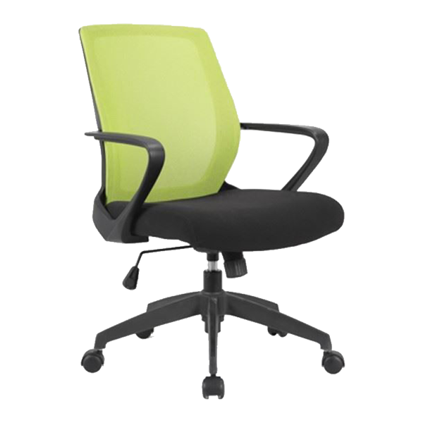 Anji Medium Back Mesh Chair w/Arms - Green