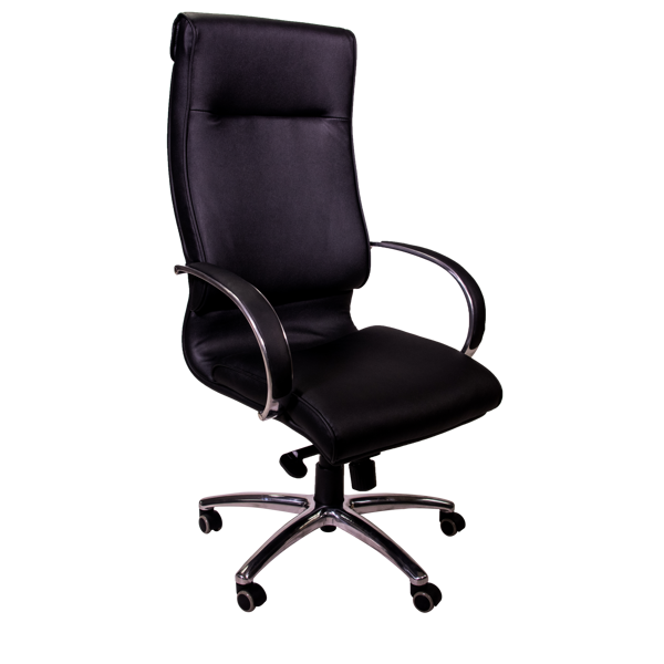 Image High Back Exec Vinyl Chair w/Chrome Base - Blk