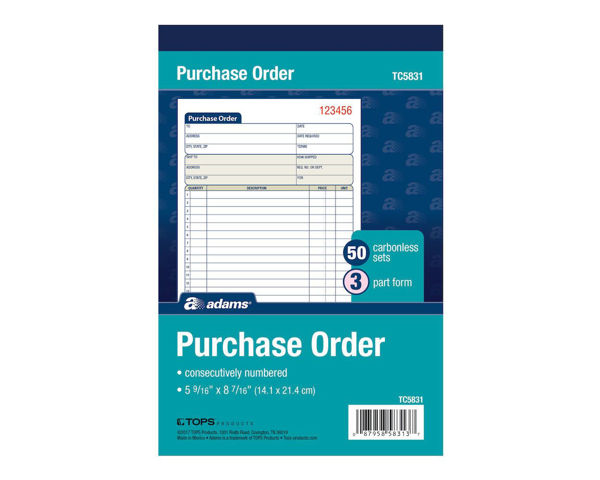 Picture of 07-041A 8x5 Purchase Order Book (3) Carbonized #TC5831