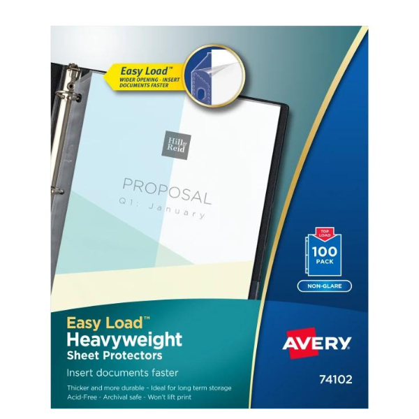Picture of 65-006 Avery L/S Top Load H.D. Sheet Protectors (100) #74102