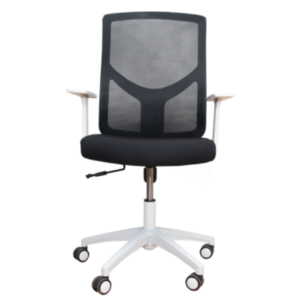 Picture of AA-5342W BK Image White Frame Mesh Chair w/T-Arms - Black