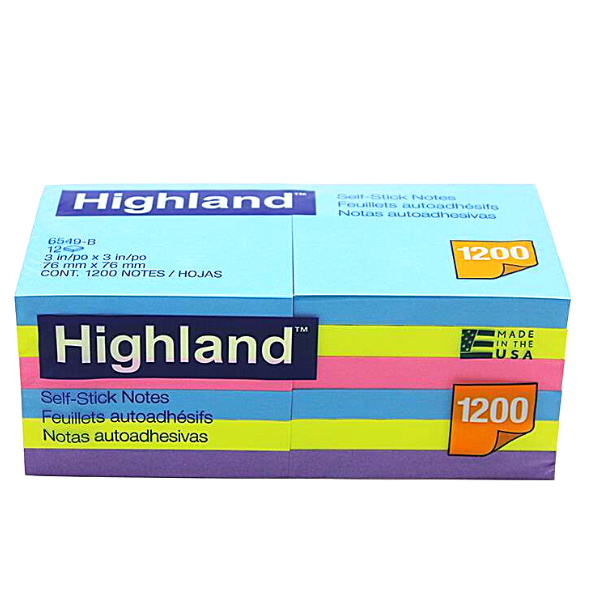Picture of 56-075C Highland 3x3 Self-Stick Pads Brights (12pk) #6549B