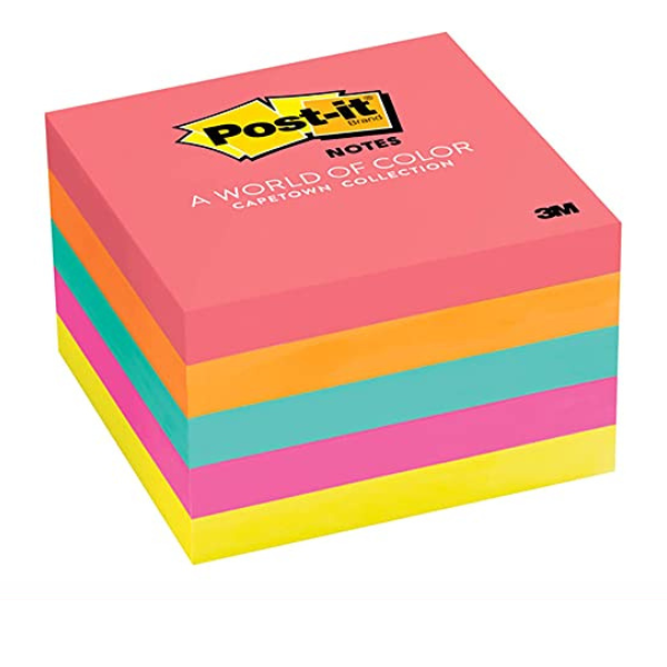 Picture of 56-077 3M Post-It 3x3 Pads Neon (5pk) #6545-5PK