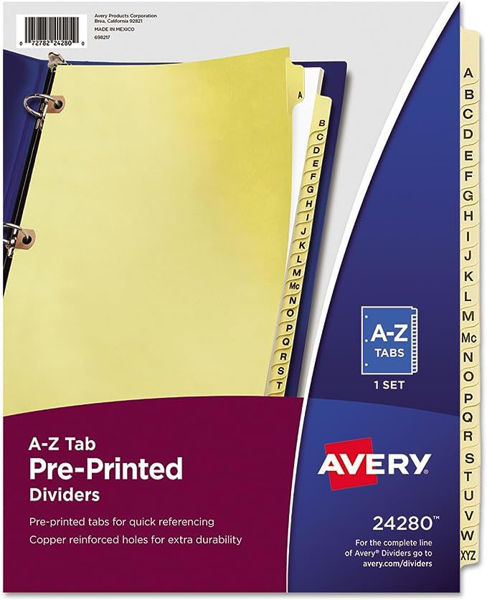 Avery A-Z L/S Binder Index Tabs #24280