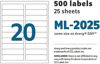 Picture of 46-006 Maco Laser/Inkjet Labels 1x4 (500) #ML-2025