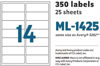 Picture of 46-004 Maco Laser/Inkjet Labels 1-1/3x4 (350) #ML-1425