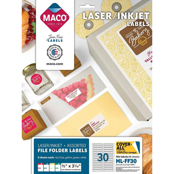 Picture of 45-025 Maco Labels 2/3x3-7/16 Colours (750) #ML-FF30