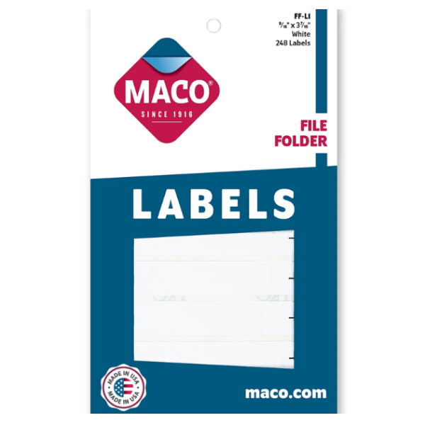 Picture of 45-015 Maco File Labels -White #FFL1