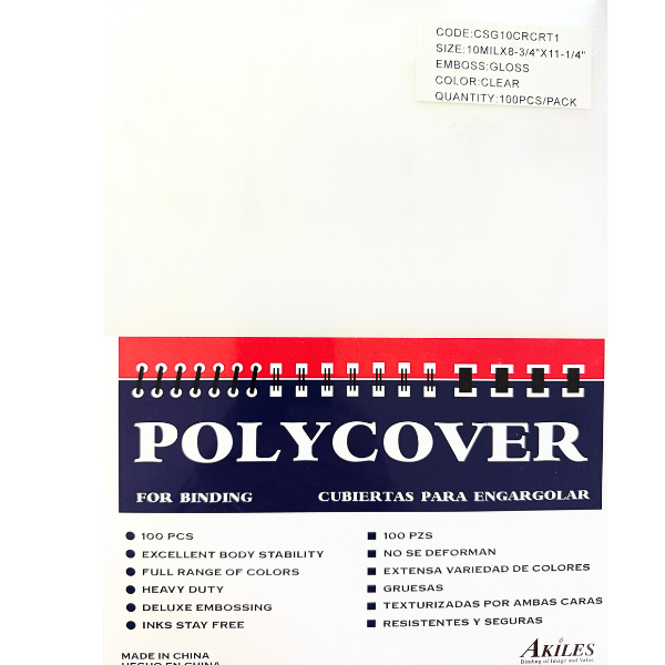 Picture of 04-086B Binding Covers Poly Clear (100) #CRT1