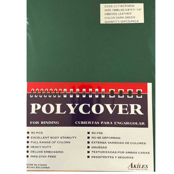 Picture of 04-087 Binding Covers Poly Dark Green (50) #GR02