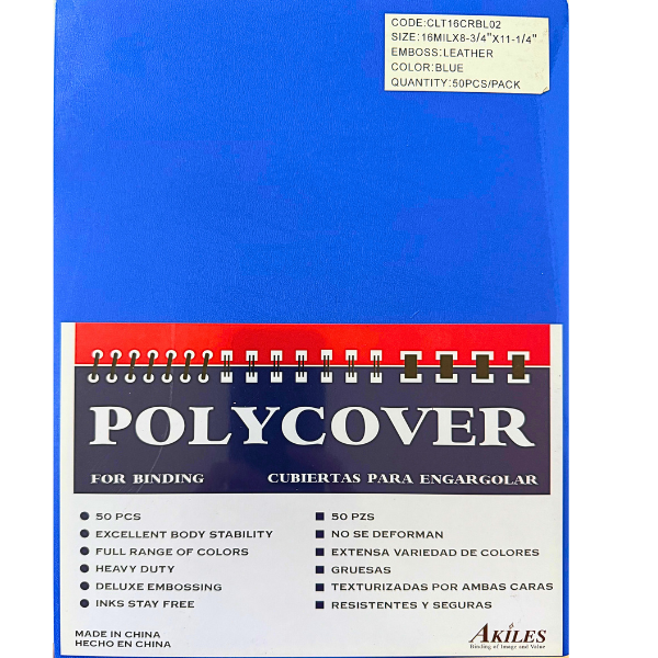 Picture of 04-090B Binding Covers Poly Blue (50) #BL02