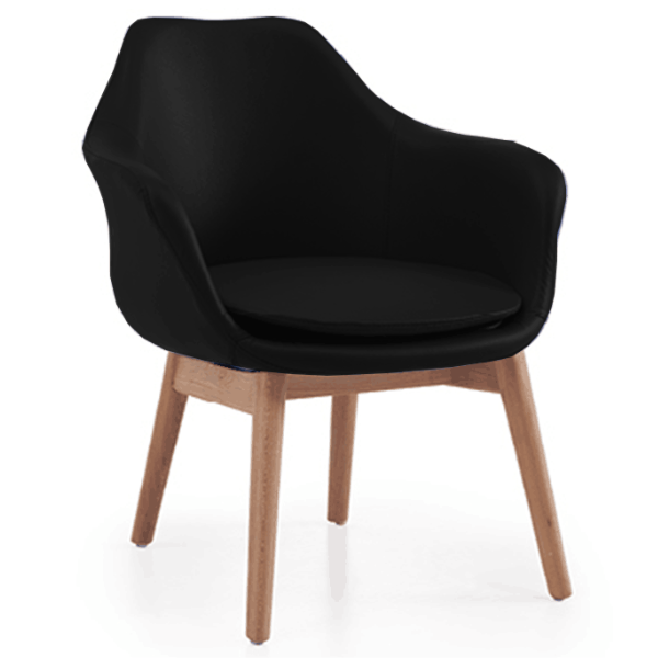 Picture of EC-5772BK Evolve Vinyl Bucket Chair w/Wooden Legs - Black