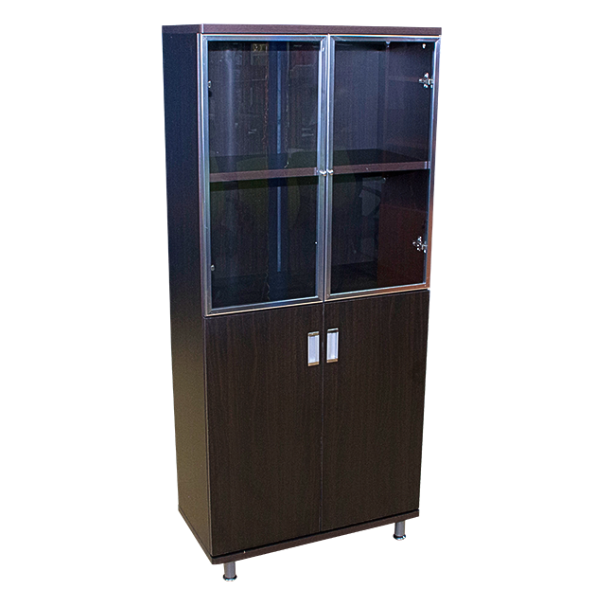 Picture of EC-5SBW Echo 4-S Cabinet w/Glass & Solid Doors - Bk/Walnut