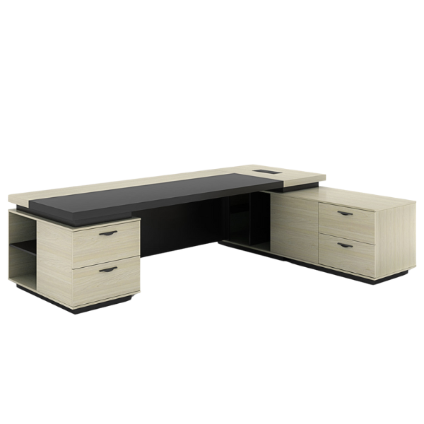 Picture of ET-E1820R WO  Royal 1800 x 2000 Exec. Desk with Side Cabinet - White Oak