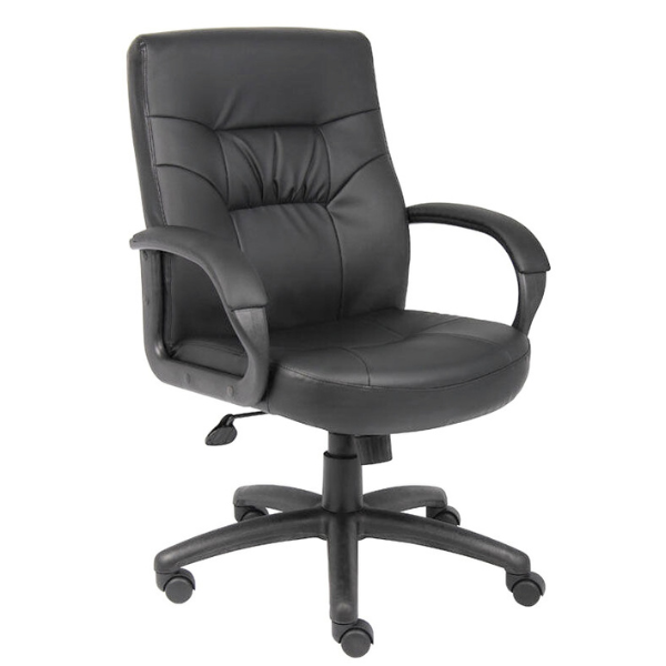 Picture of B7-506BK Boss Medium Back Leather Plus Chair - Black